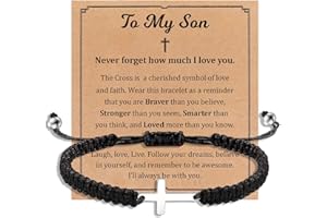Korotho To Mens Boys Gifts Cross Bracelet for Dad, Bonus Dad, Uncle, Son, Nephew, Grandson - Fathers Day Birthday Christmas First Communion Confirmation Baptism Christian Gift for Him