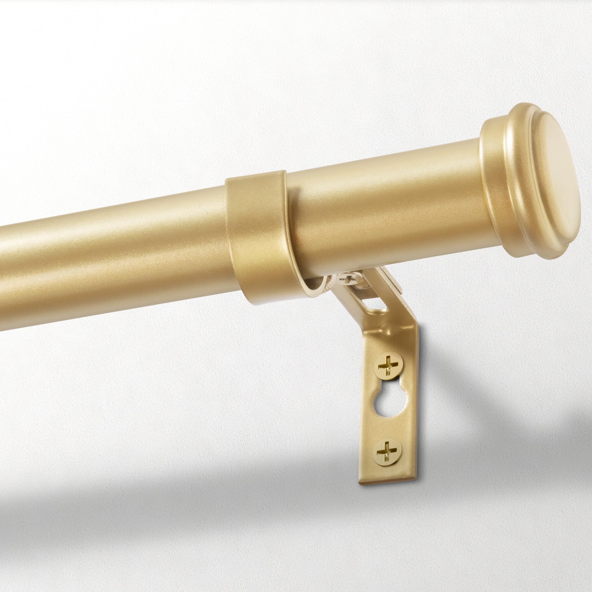 Photo 1 of Zeerobee Curtain Rods for Windows 16 to 28, 1 Inch Heavy Duty Adjustable Drapery Rods, Modern Indoor/Outdoor Curtain Pole for Bedroom, Living Room, Patio, Farmhouse, 16"-28", Gold