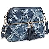 Dasein Women Tassel Zipper Pocket Crossbody Bag Shoulder Purse Fashion Travel Bag with Multi Pockets