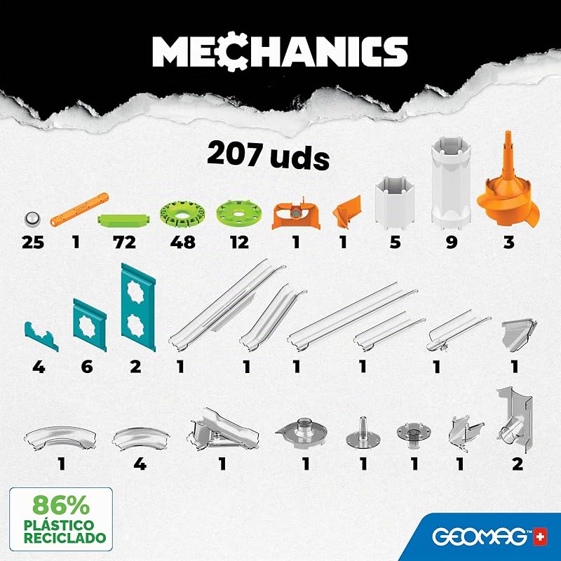 - Mechanics Gravity Elevator Circuit - Jogo Educativo e Criativo para Crianças - Blocos de Construção Magnéticos, Circuito de Blocos Magnéticos - Conjunto de 207 Peças