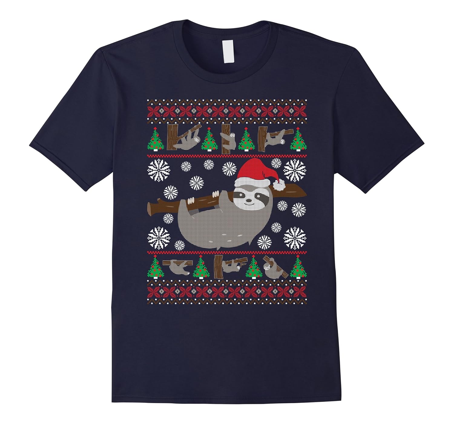 Sloth Ugly Christmas Sweater Funny Holiday T-Shirt-ANZ