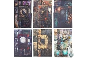 MIYOULUNA 180Pcs Vintage Gothic Scrapbook Paper, Antique Junk Journal Supplies for Scrapbooking Kit, Aesthetic Tree, Spider, Door, Book Designs for Creative Journaling, DIY Crafts