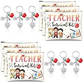 Sureio 12 Pcs Teacher Appreciation Gift Set 6 Teacher Kit Makeup Cosmetic Bags and 6 Keychains Back to School Gifts Graduation Valentines (Vivid Style)