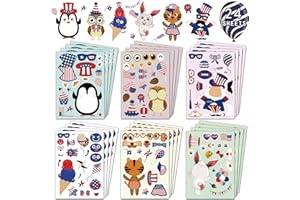 4th of July Accessories - 4th of July Stickers Patriotic Stickers for Kids, American Flag, USA, 4th of July Decorations, Independence Day, Party Favor Supplies(24 Sheets)