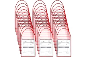 Geyee 50 Pack Job Ticket Holders Work Order Pockets for 9 x 12 Inch Hanging Sleeve Plastic Shop Ticket Holders with Strap, Bo