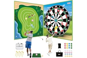 UNIH Battle Golf Game Mat, Double-Sided Golf Darts Practice Mats Outdoor Indoor Games for Adults and Kids Stick Chip Velcro Golf Game Set for Home Yard Backyard Party,Prezzie forFestival (No Club)
