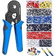DIVANC Ferrule Crimping Tool Kit, Ferrule Crimper Plier with 1200pcs Wire Ferrules Kit Wire Ends Terminals, Self-adjustable Ratchet Wire Crimper for AWG 23–7 Electrical Wire Connectors (Blue)