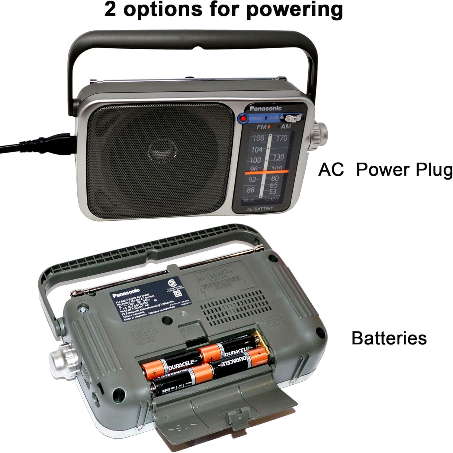 Panasonic Portable AM/FM Radio with Great Reception, Led Tuning Indicator, Compact Size + 4 AA Batteries + HeroFiber Ultra Gentle Cleaning Cloth : Camera & Photo