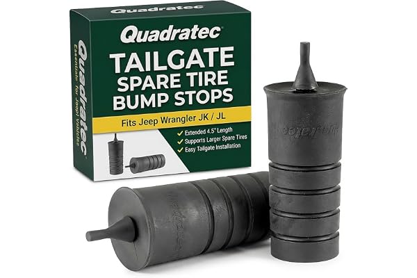 Quadratec Tailgate Spare Tire Bump Stop Kit - Fits Jeep Wrangler JK & JL 2007-2026 - Trim-to-Fit Spare Tire Stabilizer for Oversize Tires, Reduces Tailgate Rattle, Vibration & Wobble, 4.5-Inch Black
