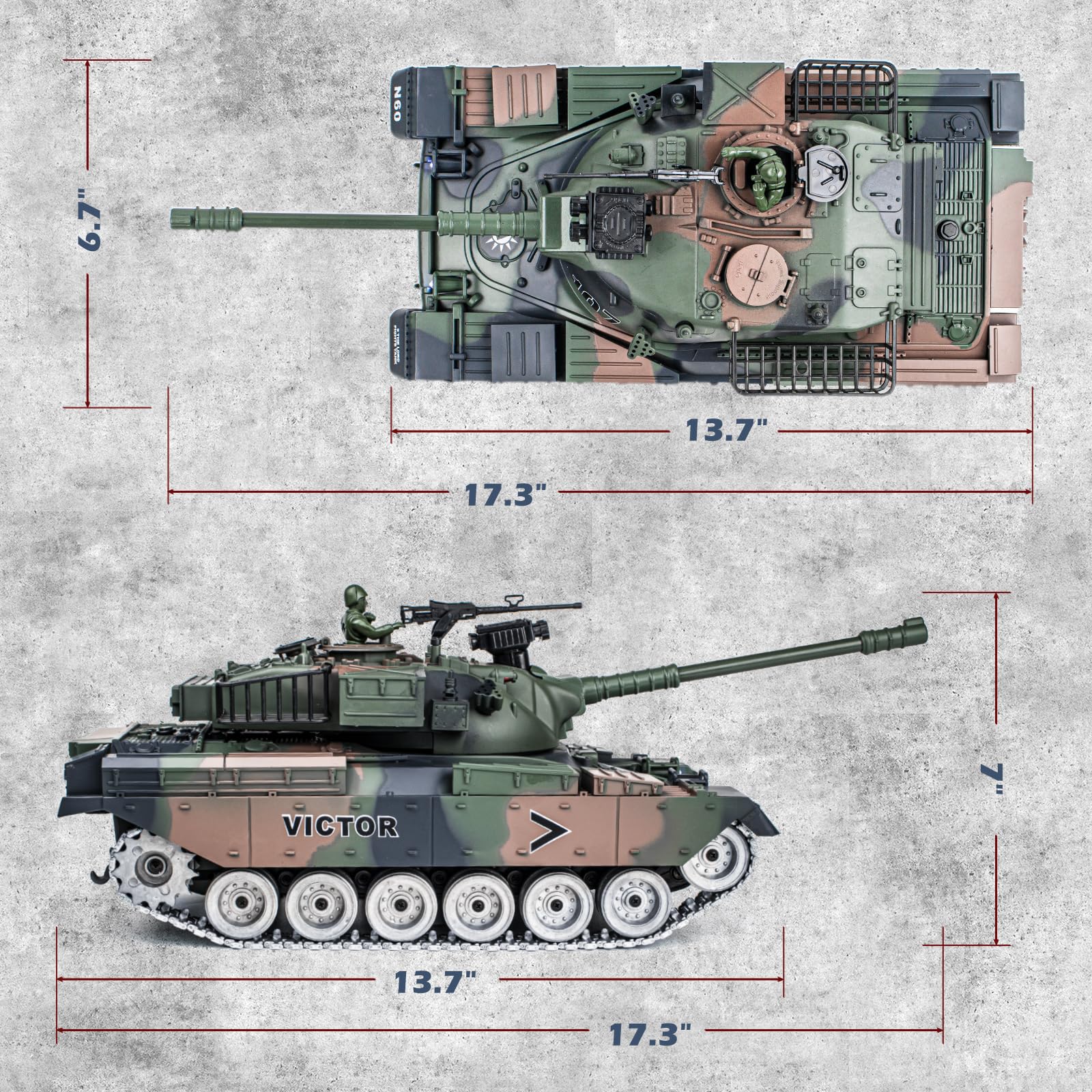 Supdex RC Tank, 1:18 Alloy Metal US M60 Remote Control Army Model Toys, 2.4Ghz RC Vehicle with Realistic Smoke, Sound and Lights, Military Tank That Shoots BBS and Water Bombs for Adults and Kids