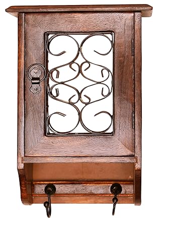Jaipurcrafts Handcrafted Wooden Box Ring Hanger Hooks Safe Key