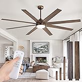 Fanbulous Ceiling Fans with Lights, 72 inch Large Ceiling Fan with Light and Remote, Outdoor Bronze Ceiling Fan for Living Room Patio, 6 Speeds, Reversible Quiet DC Motor, 3 CCT, Bi-color 8 Blades