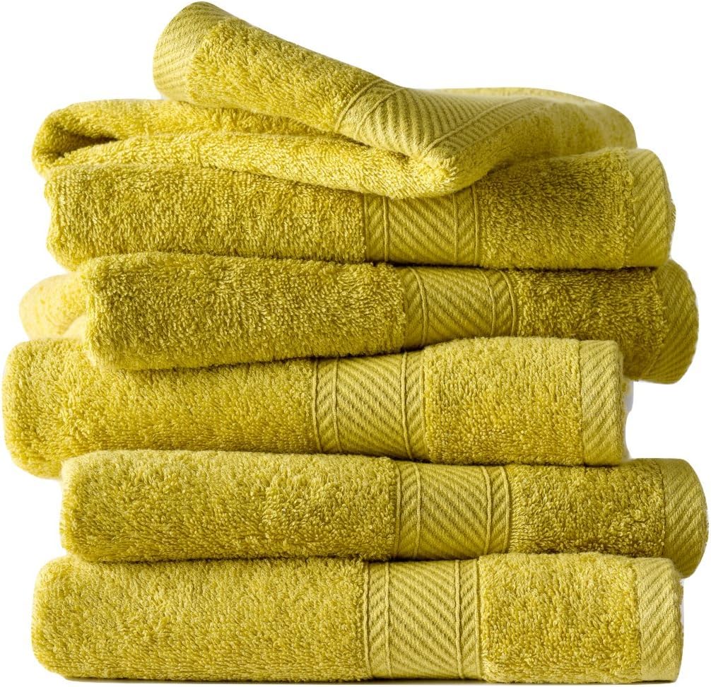 De Witte Lietaer 194842 Set of 6 Mustard Yellow cotton Hand Towels 100