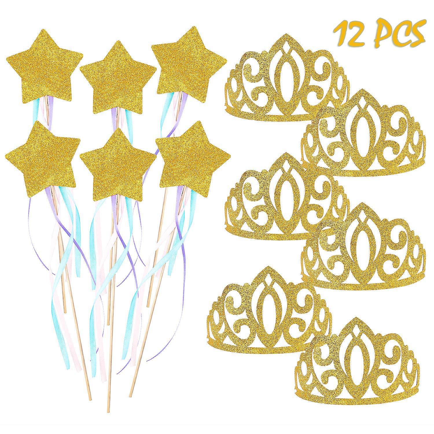 Toymytoy 12pcs Star Princess Wands Plastic Fairy Wands Birthday