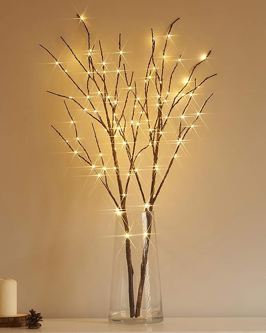 Hairui Lighted Willow Branches Brown with Fairy Lights Decor 32in