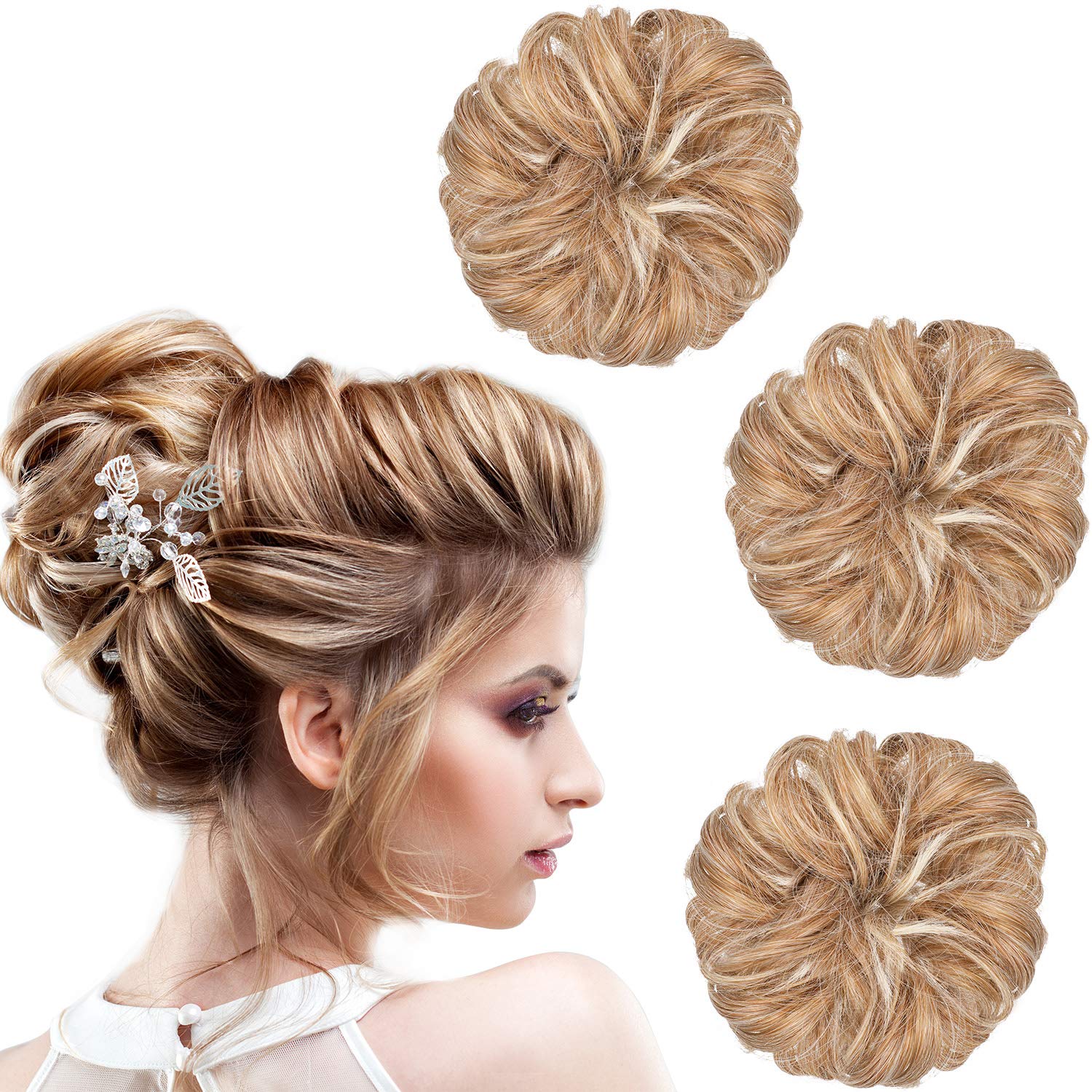 Amazon Com Norme 3 Pieces Synthetic Hair Bun Extension Messy