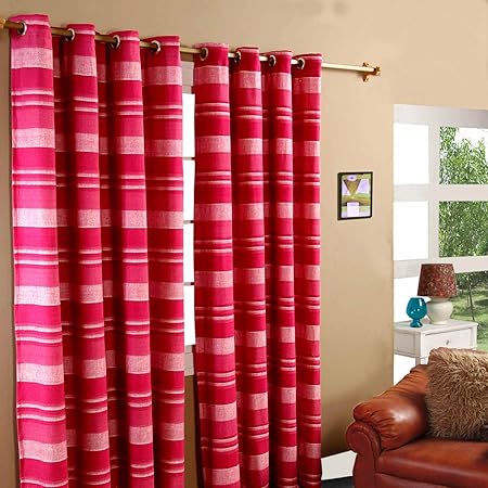 Homescapes 1 Pair Of Morocco Ribbed Curtains Pink 54 Inch Drop