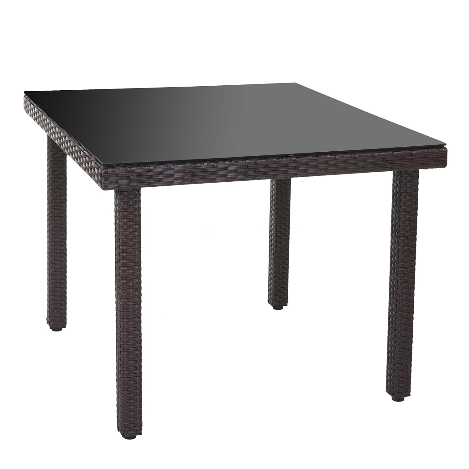 Mendler PolyRattan Gartentisch Cava, Esstisch Tisch mit Glasplatte