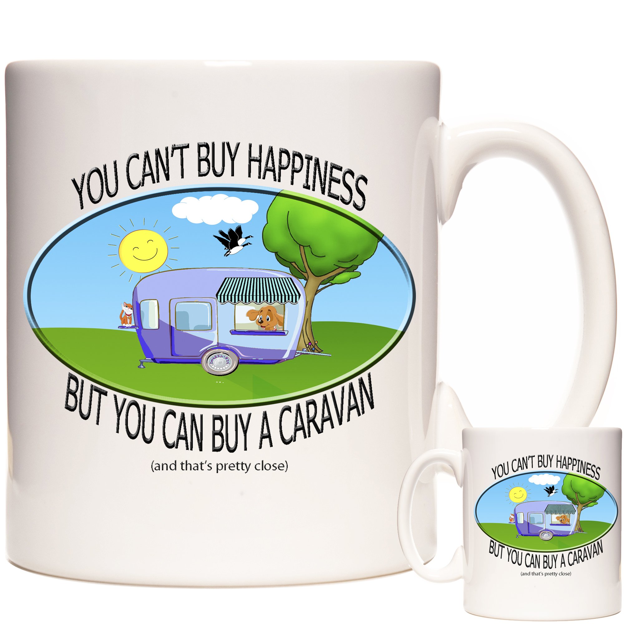 KAZMUGZ Caravan Mug, You Can't Buy Happiness But You Can Buy A Caravan. Mug for Anyone who Loves Their Caravan. Caravan Gift