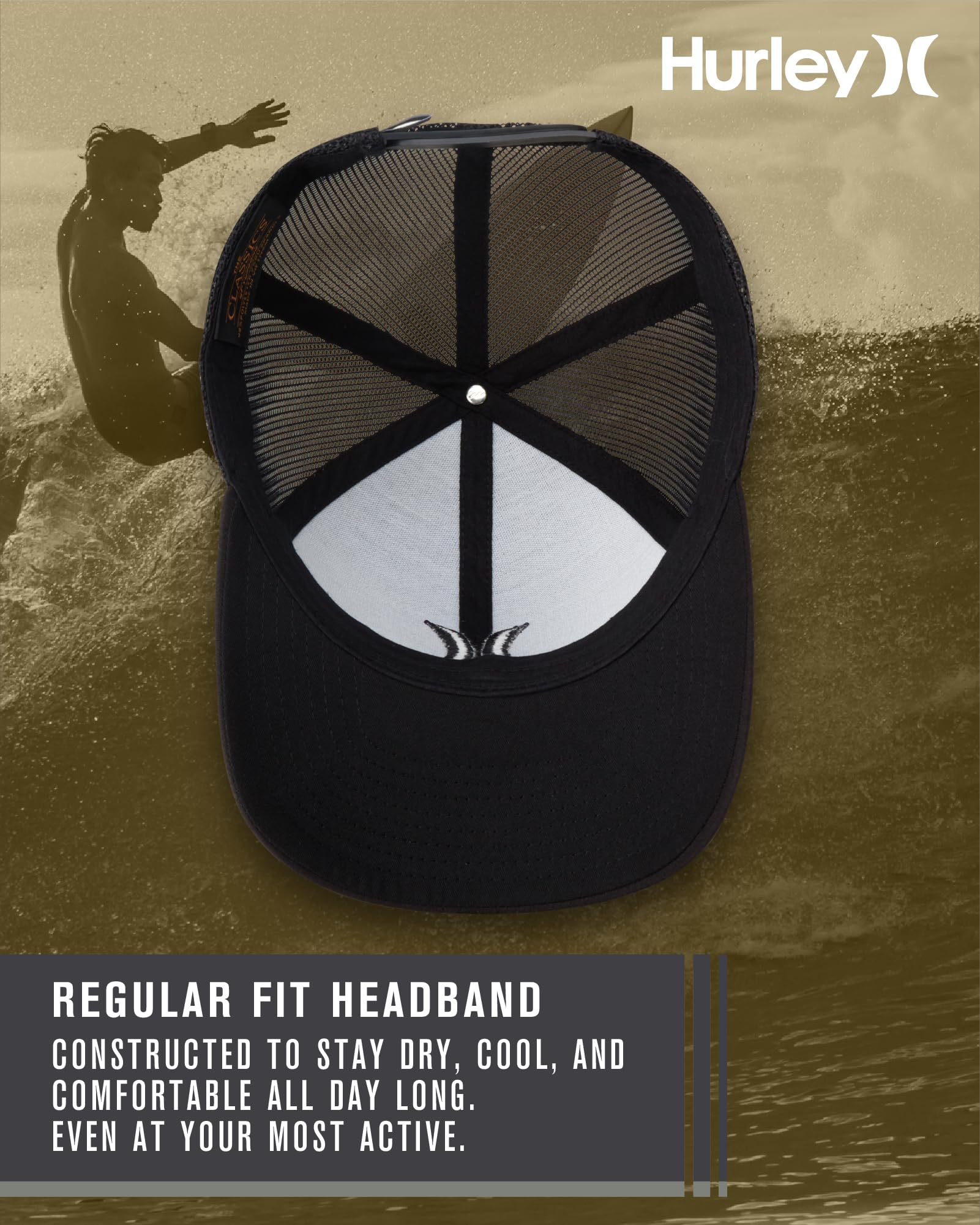 Hurley Men's Caps - Del Mar Mesh Panel Baseball Cap Trucker Hat - Snap Back Hats for Men