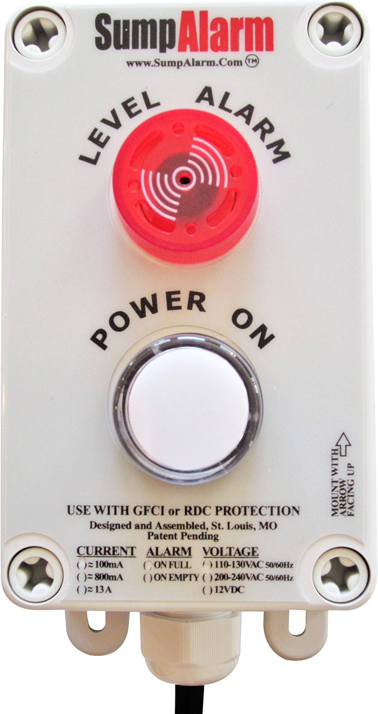 Water Sensor, Sump Pump Alarm with 33ft Float Switch and Power Indicator Light for Indoor & Outdoor Use, Weatherproof Water Detector Alarm with 90dB Audible Alarm