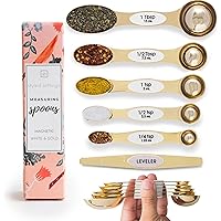 White & Gold Measuring Spoons Set, Stainless Steel Measuring Spoons -Magnetic Measuring Spoons Set- Metal Measuring Spoons- C