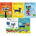 Pete the Cat Series 5 Books Collection Set (Pete the Cat I Love My White Shoes, Rocking in My School Shoes, His Four Groovy Buttons, His Magic Sunglasses & The New Guy)