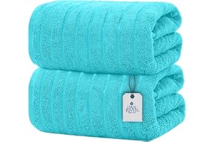 DAN RIVER Luxury Jumbo Bath Sheets 2 Piece – 550 GSM (35x70 Inches) 100% Cotton Highly Absorbent Speed Breaker Design Bath Towel Set – Super Soft Towels for Bathroom, Hotel, Spa Aqua