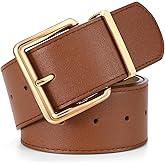 WERFORU Women Wide Belt for Dresses Thick Leather Belt with Big Gold Buckle Fahion Women Chunky Belt