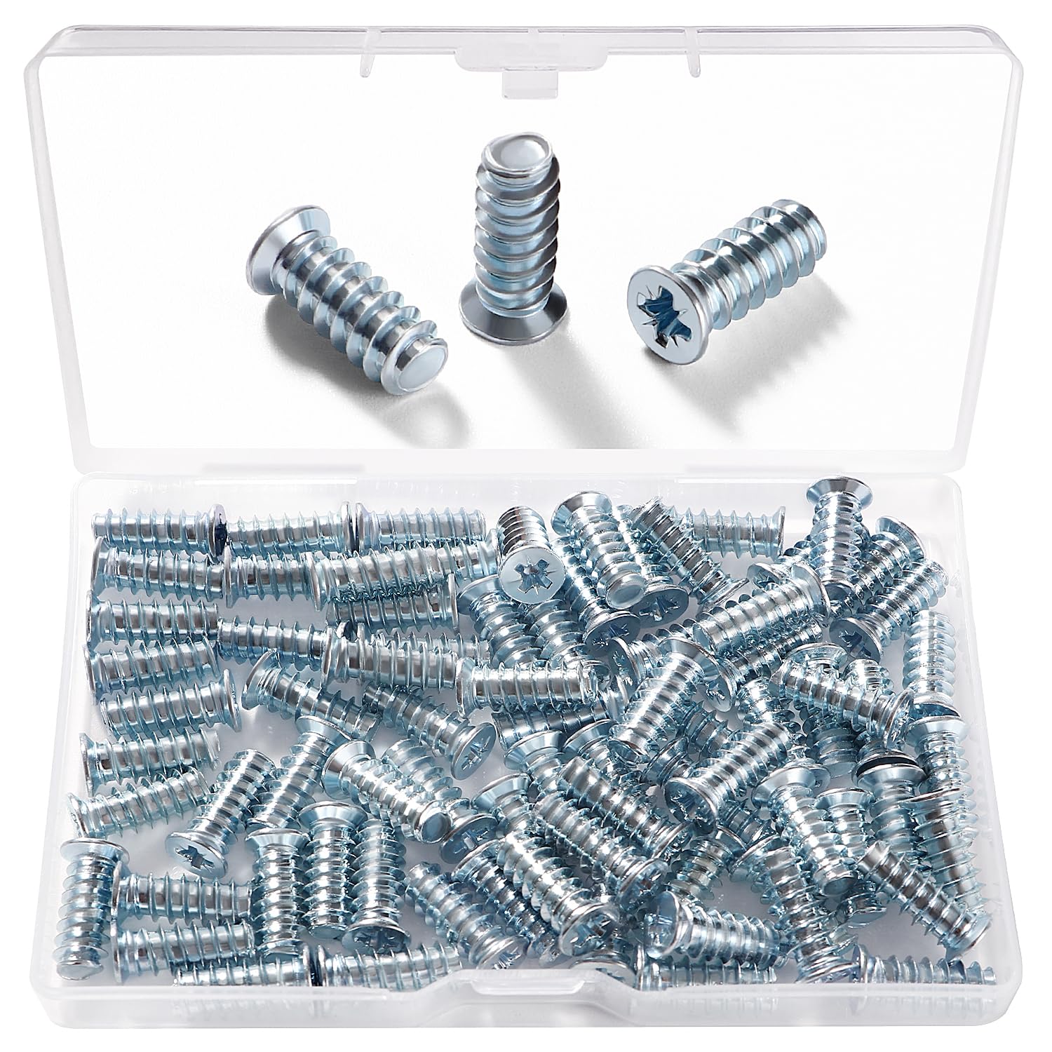 VooGenzek 75 PCS M6.3 * 16 mm Euro Screws, Countersunk Head, Silver Steel, Galvanised Surface, 5mm Aperture, For Drawer Rails, Kitchen Cabinets, Doors, Wardrobes, Cupboard Hinges