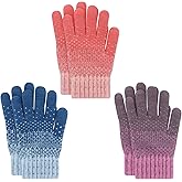 ORVINNER Kids Winter Gloves for Boys Girls, 3 Pairs Children Warm Wool Lined Gloves Toddler Thermal Knitted Mittens