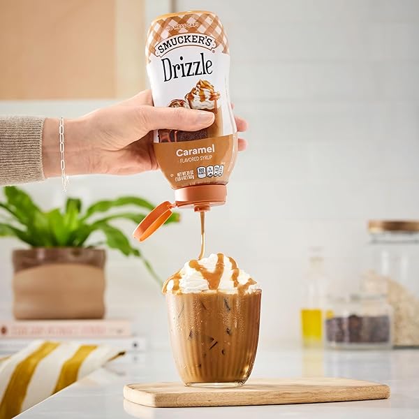 SMUCKER’S DRIZZLE CARAMEL FLAVORED SYRUP, 20 OZ. SQUEEZE BOTTLE