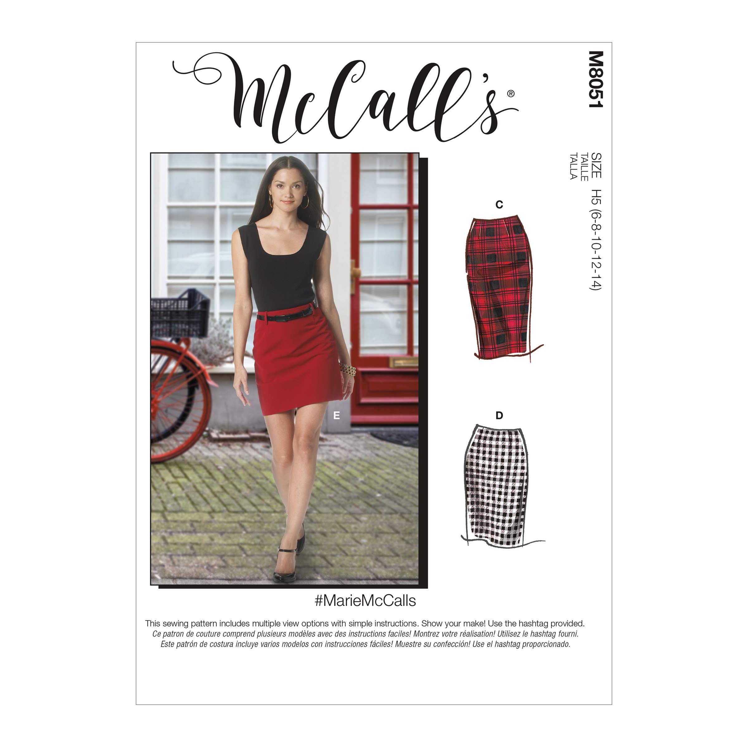 McCalls Pattern M8051H5 Misses' Pencil Skirts in Five Lengths H5 (6-8-10-12-14)