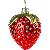 Joiedomi Strawberry Mini Christmas Ornaments, Small Fruit Blown Glass Ornament for Christmas Tree Hanging Outdoor Decorations Indoor, Xmas Party Favors Supplies Cute Presents Gifts