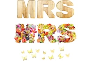 MLOLM Wooden Mrs Charcuterie Board Letters Fillable,3pcs Mrs Letters for Charcuterie Board with 24 Gold Butterfly,Charcuterie Letter Tray for Bridal Shower Party Engagement Bachelorette Decorations