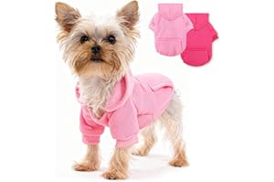 SIMCAPY Dog Hoodie, Cute Sweaters for Small Dogs Girl, Classic Puppy Sweatshirt with Pocket Hood, Winter Puppy Clothes Girl with Fleece Lined, XXS Dog Clothes for Extra Small Doggie (1-3lbs), Pink+Rose