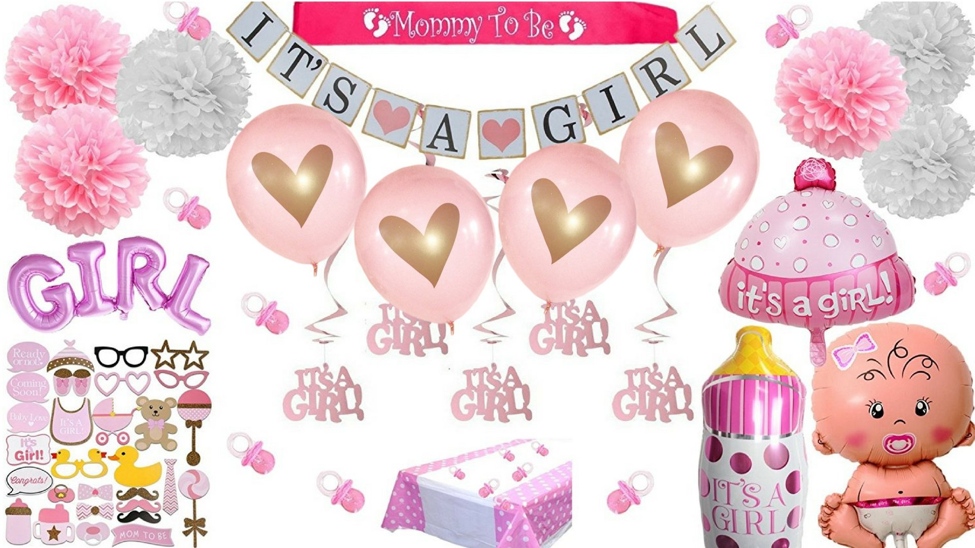 Baby Shower Decorations For Girl Pink It S A Girl Giant Balloons