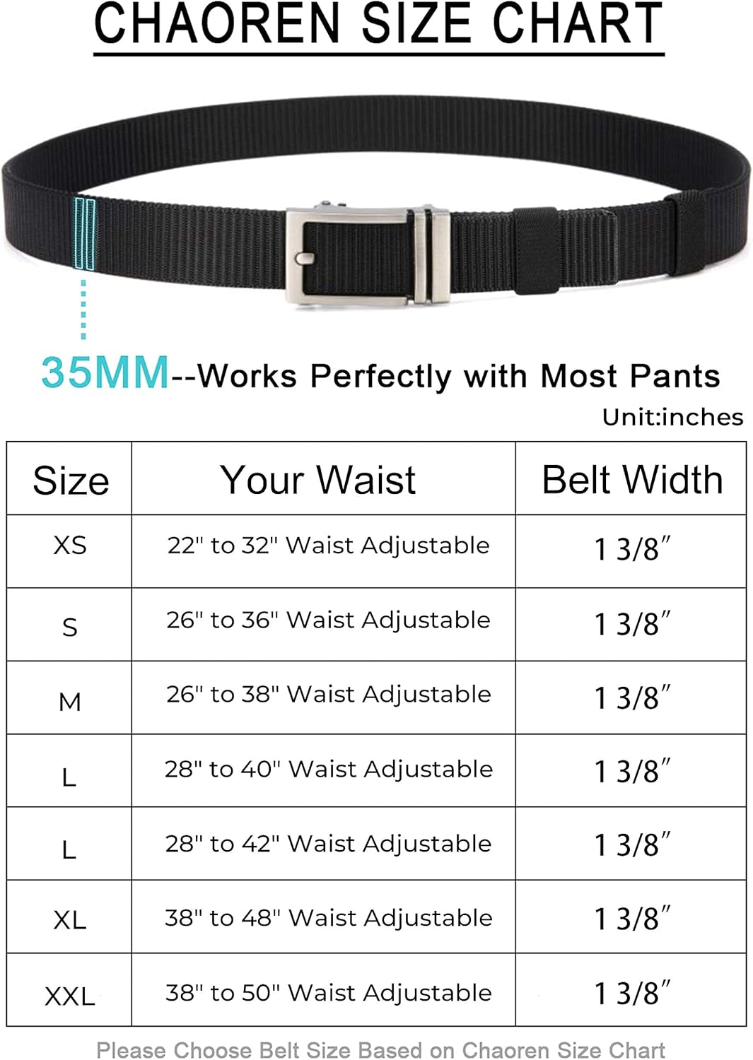 Chaoren Golf Belt 2 Pack Nylon Ratchet Belt, Mens Belts Casual for Baseball Fully Adjustable Trim to Exact Fit: Clothing