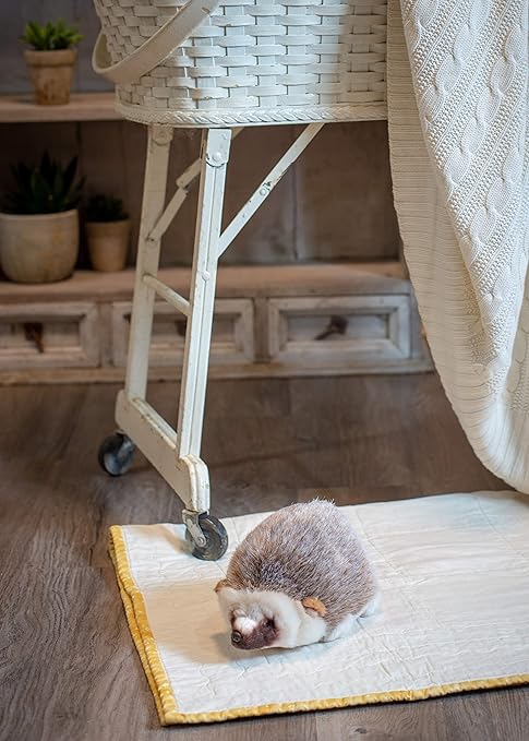 demdaco huddled small hedgehog wispy chestnut children's plush stuffed animal