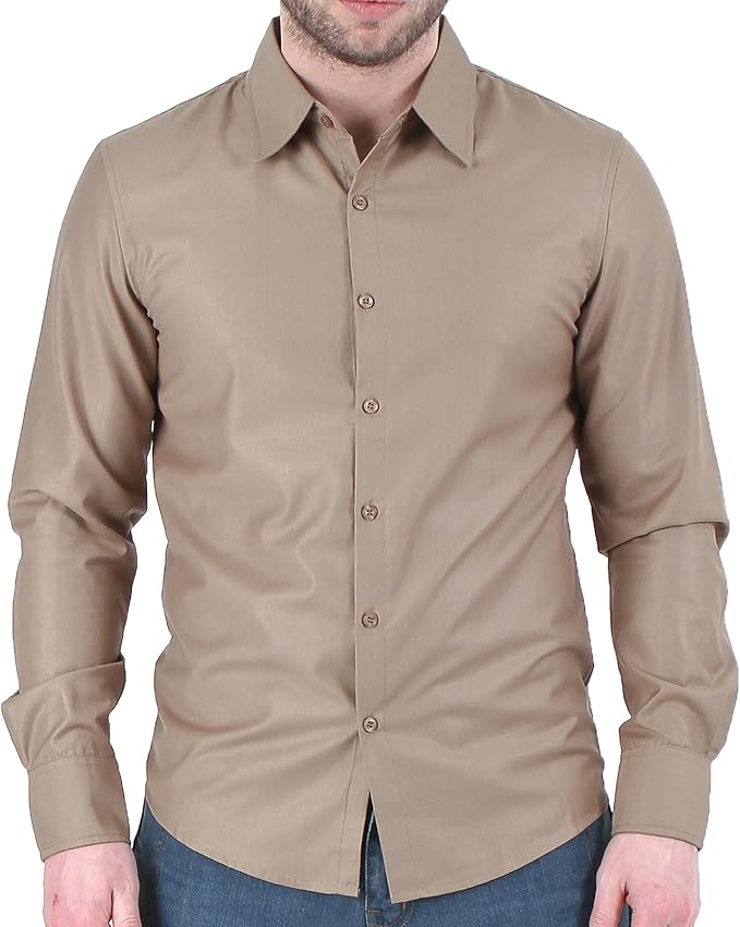 newfacelook Mens Casual Slim fit Dress Shirts Shine Colletion Amazon