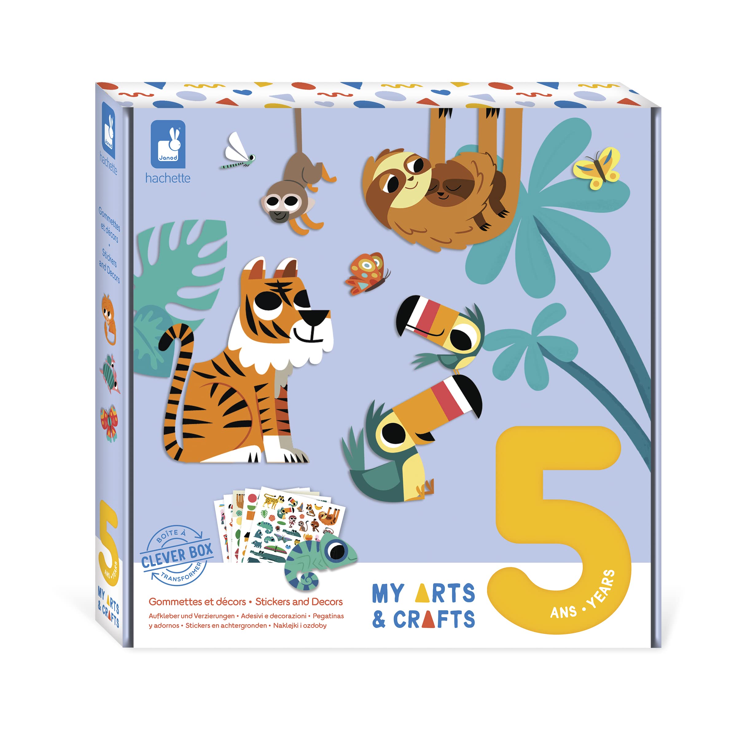 Janod - My Arts & Crafts - 5 Years and up - Coloured Dots & Decorations - 5 Pictures - Children’s Arts & Crafts Kit - Mastering Fine Motor Skills & Concentration - J07744