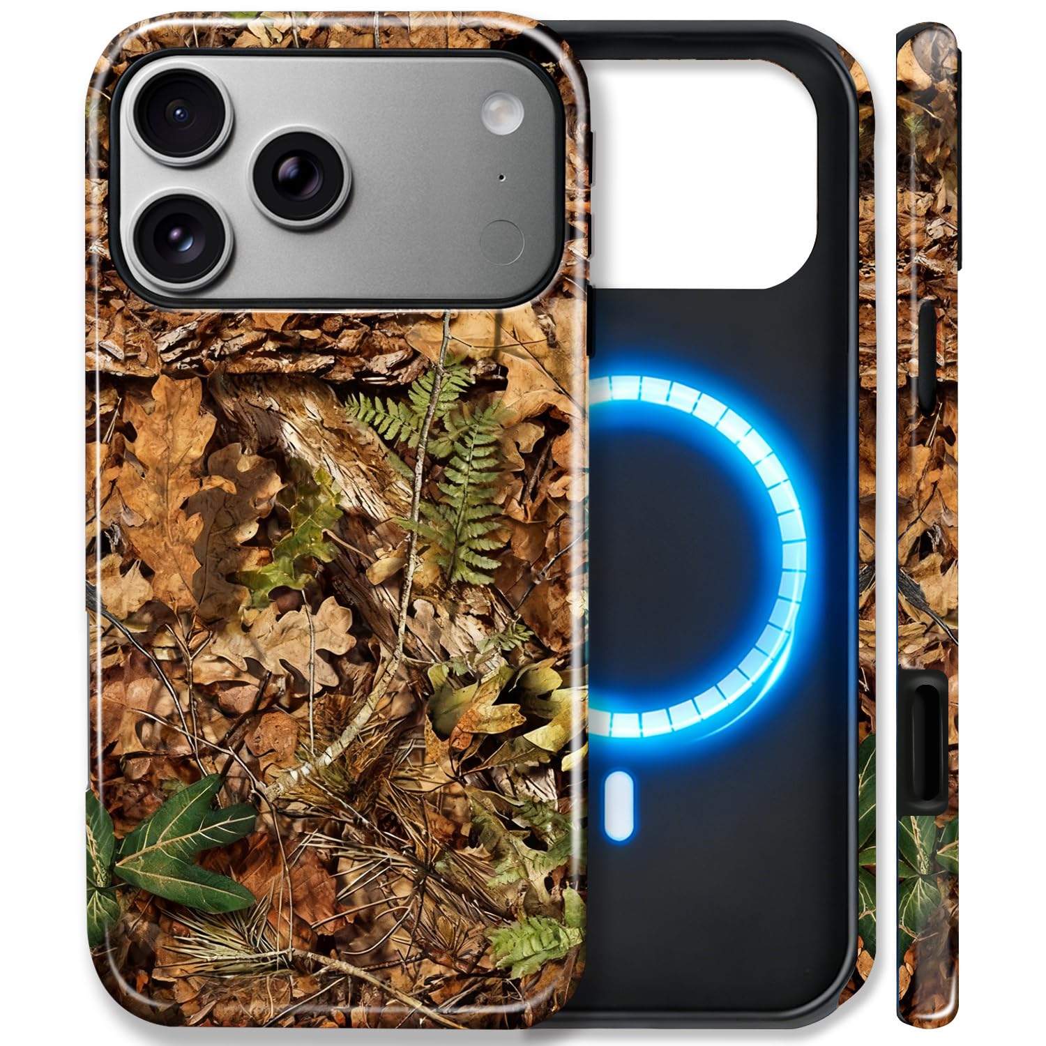Magnetic for iPhone 17 Pro Max Case,Retro Camo Leaf Design,Shockproof TPU and Hard PC Protective Phone Cover Compatible with MagSafe Designed