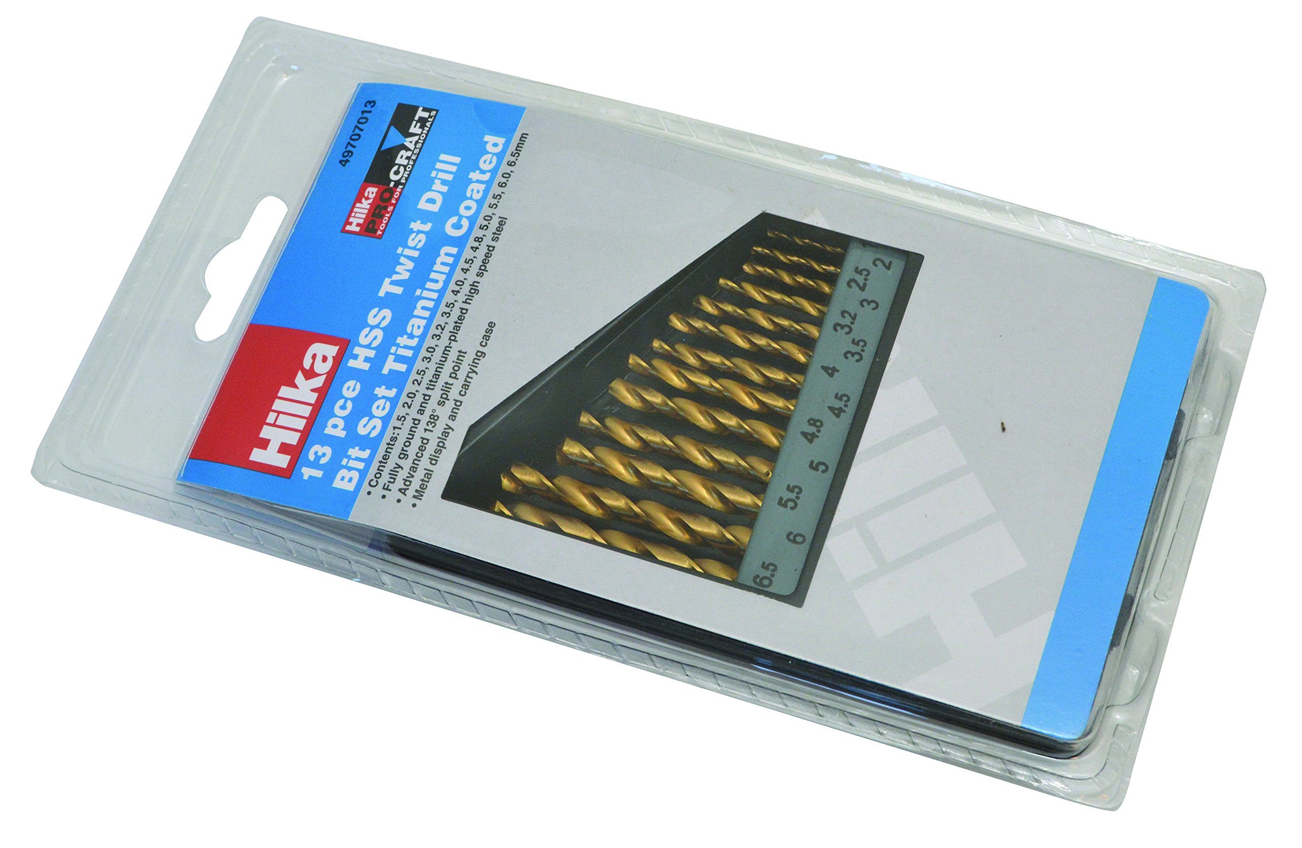 Hilka 49707013 Titanium Coated HSS Drill Bit Set (13-Piece)
