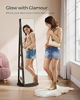 SONGMICS 6 LEDs Mirror Jewellery Cabinet 360° Swivel Lockable Free-Standing view 2
