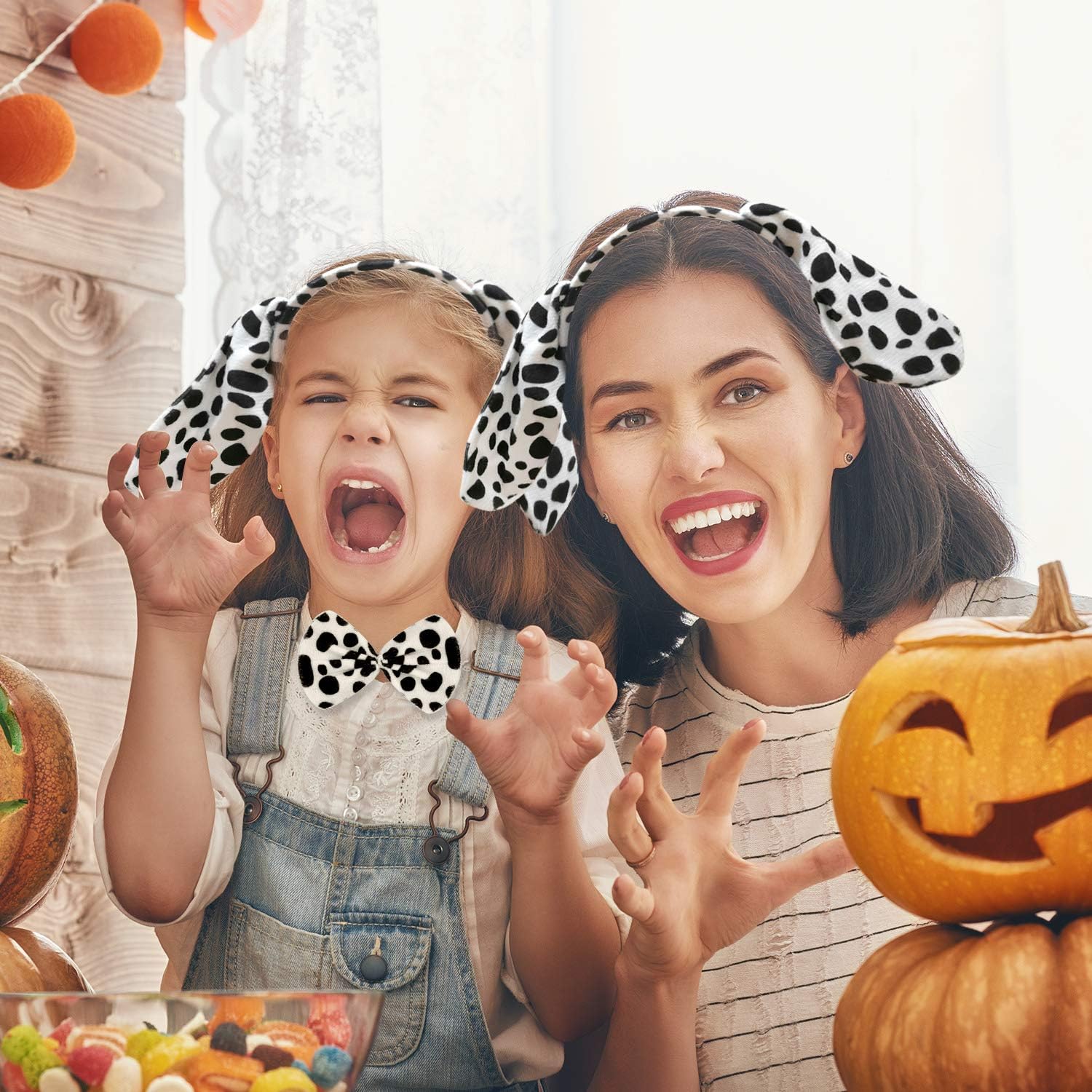 Coopay 9 Pieces Christmas Dalmatian Costume Set Dog Ears Headband Kit Include Dalmatian Ears Headbands Bow Tie and Dalmatian Tail for Christmas Halloween New Year Cosplay Costume or Party Decoration: Toys & Games