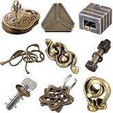 Wettarn 9 Pcs Metal Brain Teasers 3D Steel Puzzle Set, Retro Style | Smart Logic Test Toys for Adults IQ Challenge, Mind Test Puzzle, Disentanglement Unlock Interlocking Games