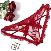 Avidlove Lace Panties for Women Sexy Cheeky Underwear with Cute Bow Back Hollow Out Low Rise Panty