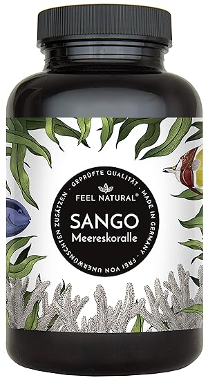 Sango Meereskoralle Kapseln - 180 Stück (2 Monate). 3300mg, davon 660mg Calcium, 330mg Magnesium (2:1 Verhältnis). Laborgeprü