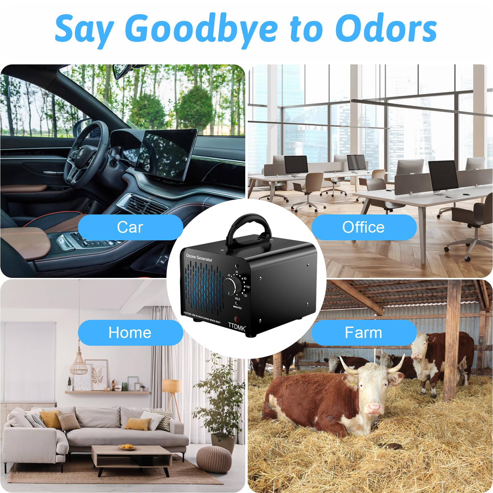 Ozone Generator 15,000mg/h, Commercial Ozone Machine Odor Removal, High Capacity Ozone Machine, Home Ozone Generator for Car, Home, Smoke, Pet, etc (Black) - by TTDMK