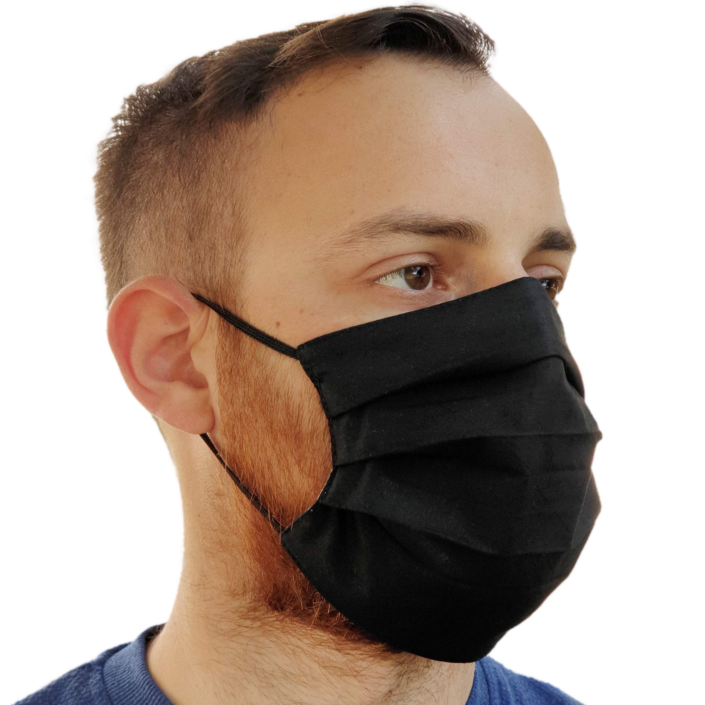 Lilind Face Mask, Comfortable Breathable Soft Cloth Handmade, Reusable and Washable Cover, 100% Cotton, Plain Black color
